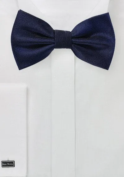 Midnight Blue Herringbone Bowtie