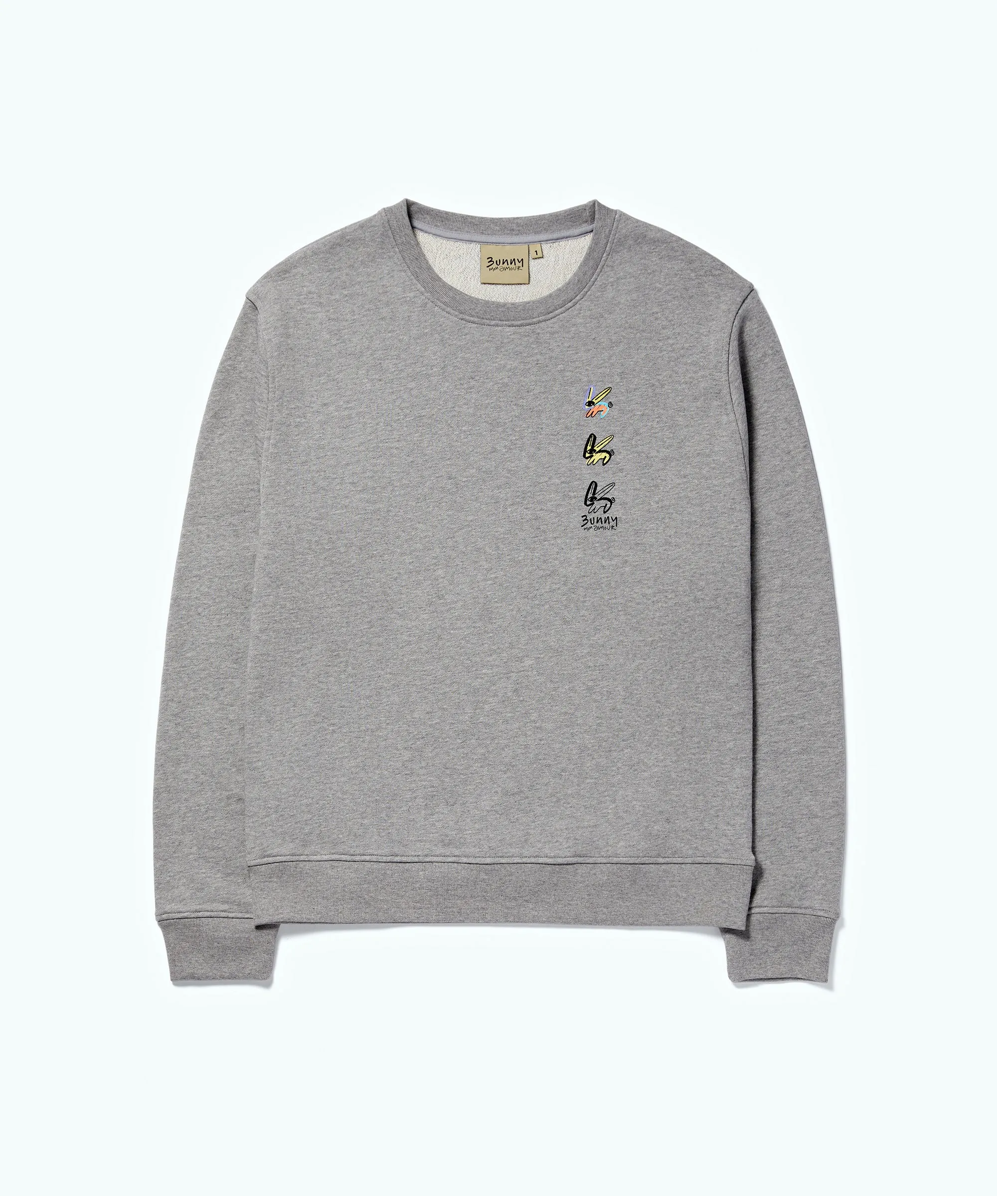 Mon Amour Triple Bunny Sweatshirts Melange Gray