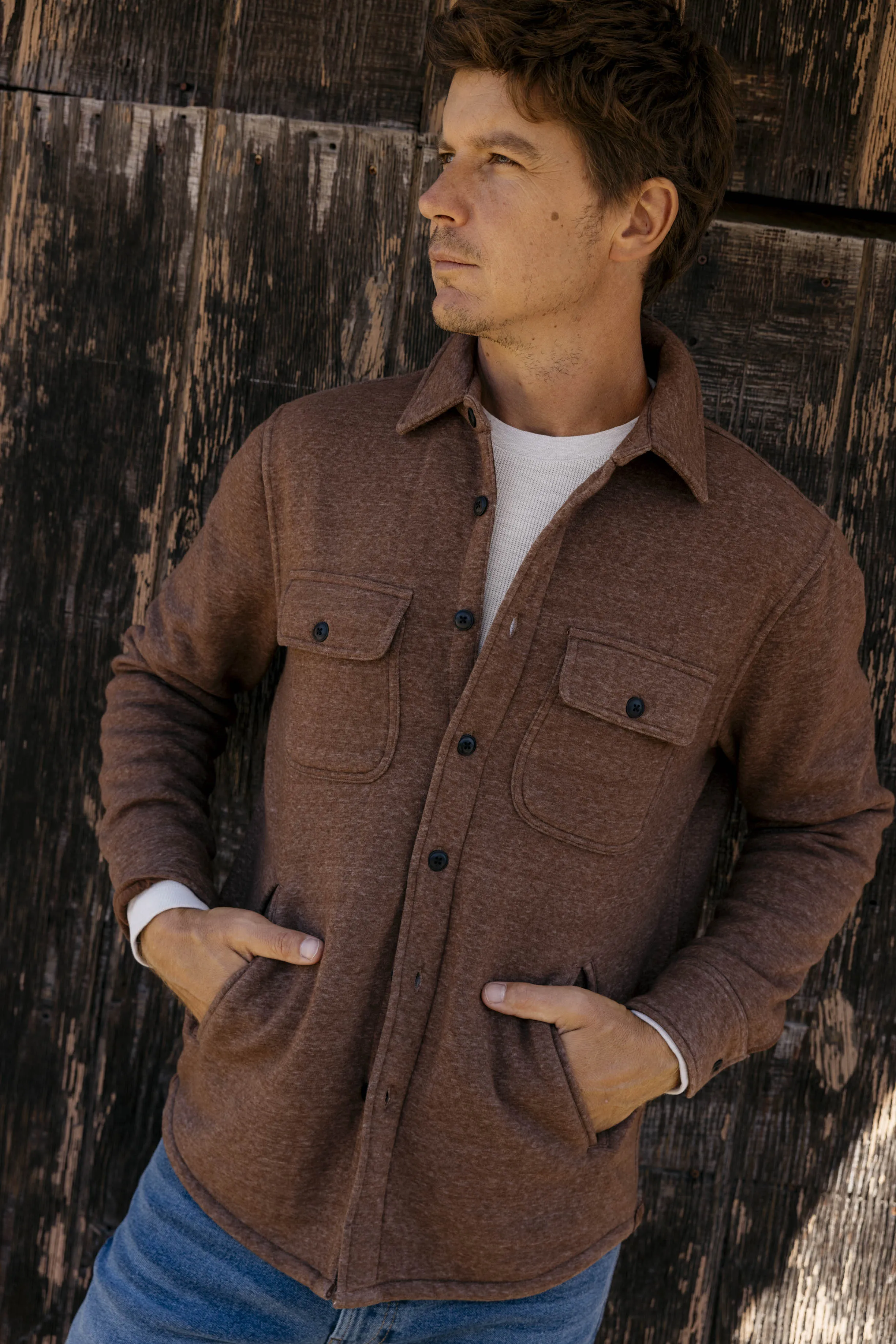 Nolan Marled Fleece CPO Shirt Jacket - Sugar Brown