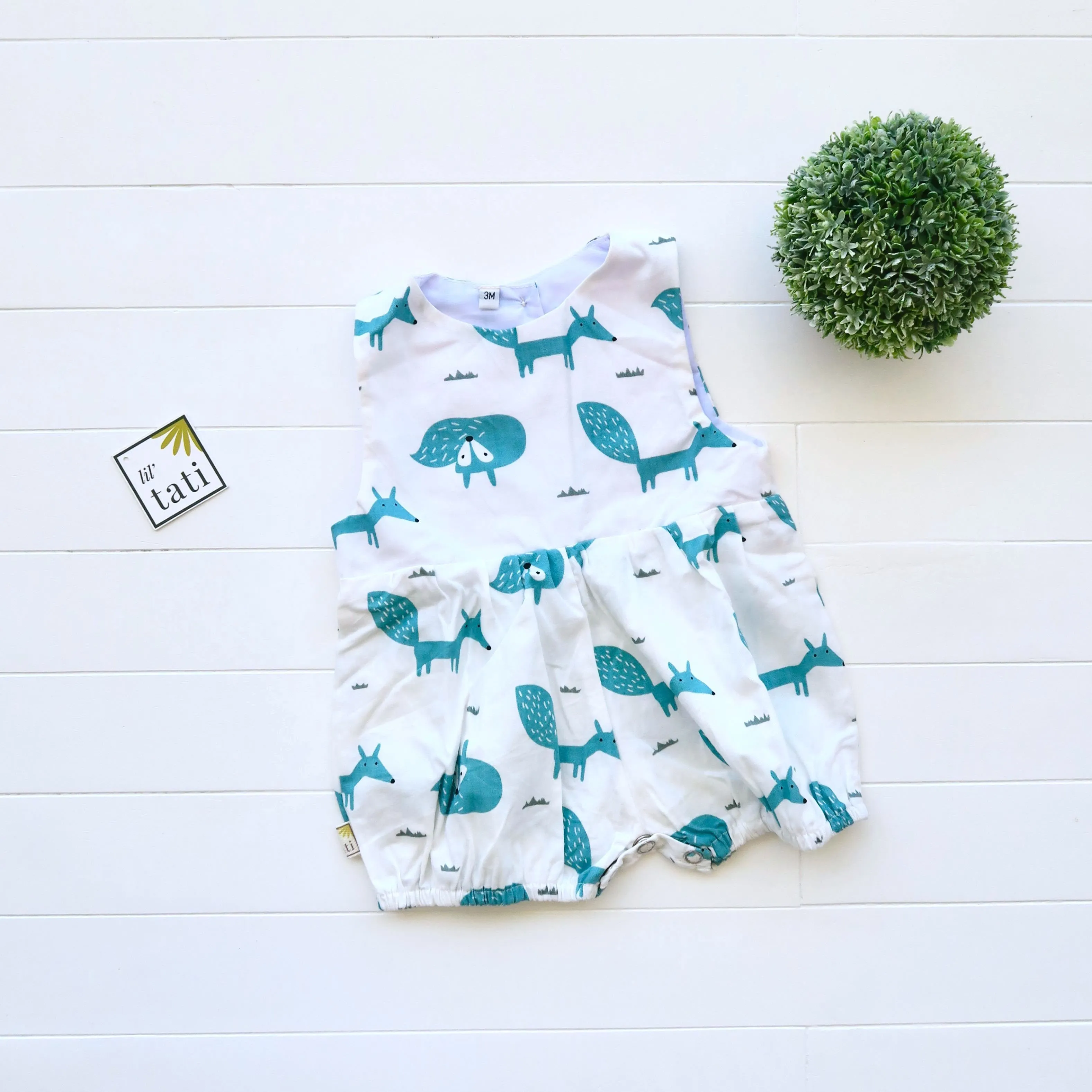 Orchid Playsuit in Cyan Fox Print