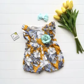 Orchid Playsuit - Ruffle Sleeves in Aloha Yellow