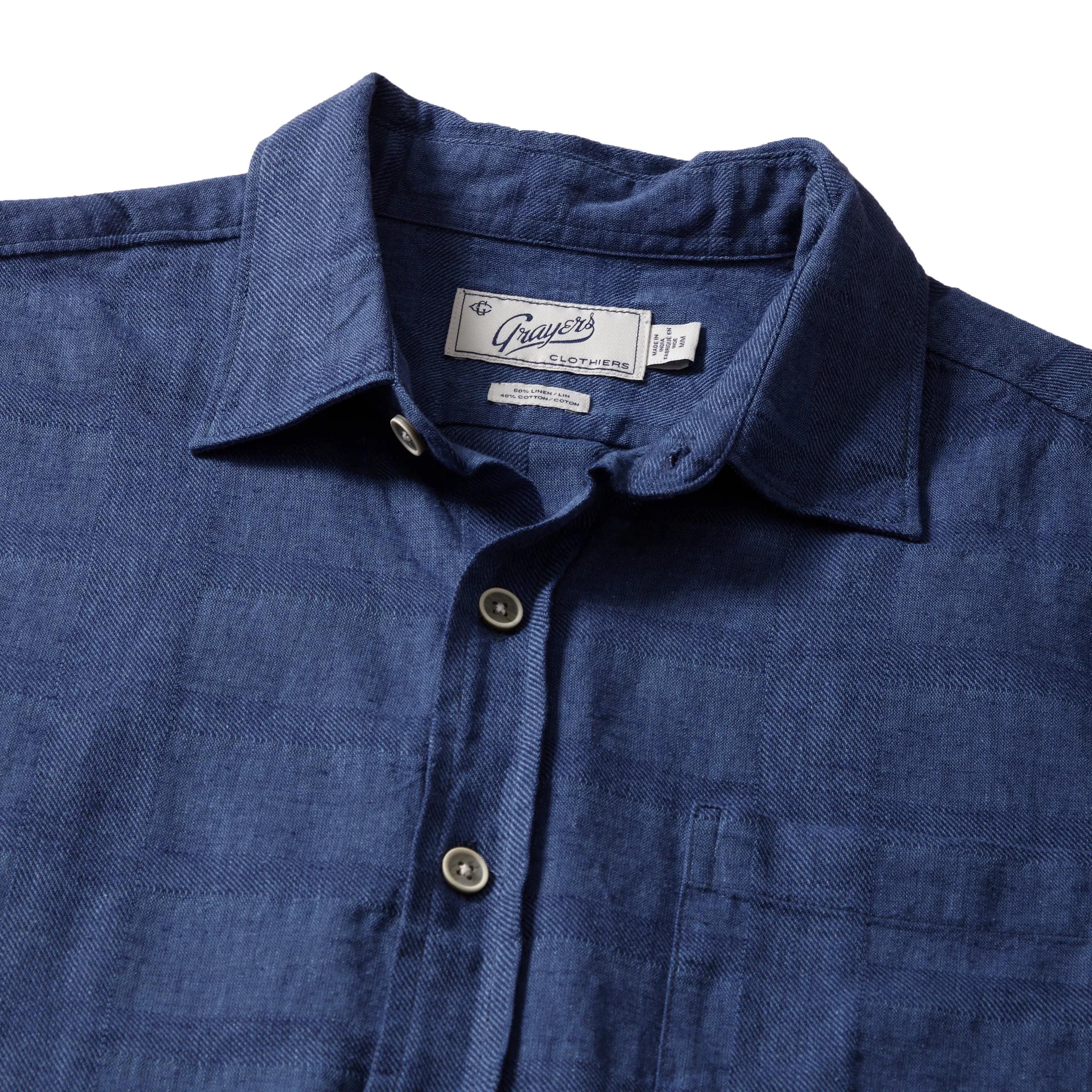 Outback Linen Cotton Dobby Shirt - Ensign Blue