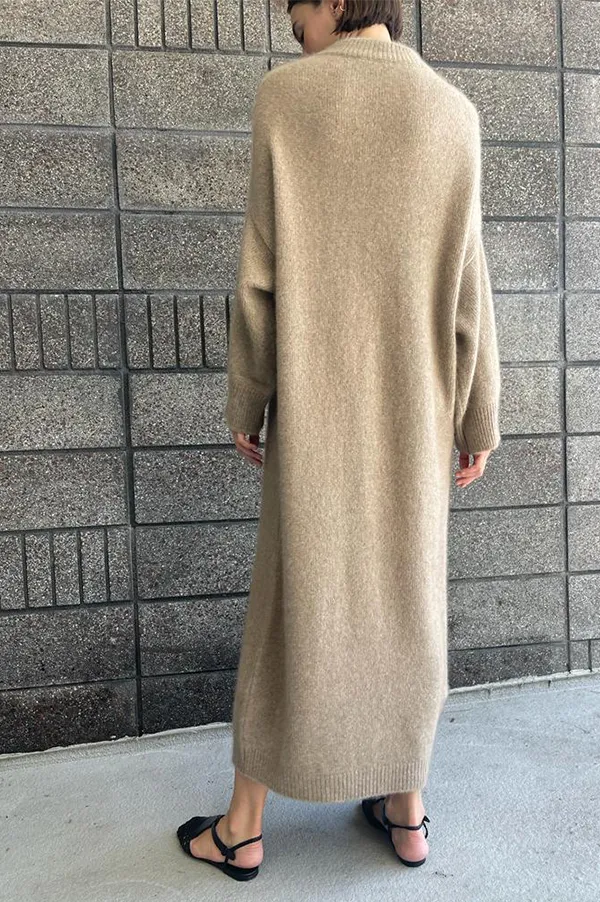 Oversized Round Neck Dress in Tortora