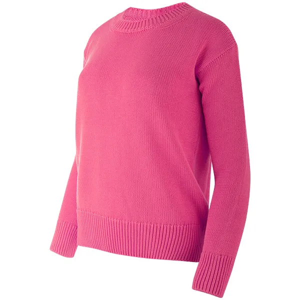 Oversized Round Neck Pullover in Fuchsia