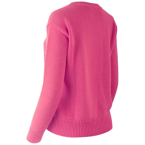 Oversized Round Neck Pullover in Fuchsia