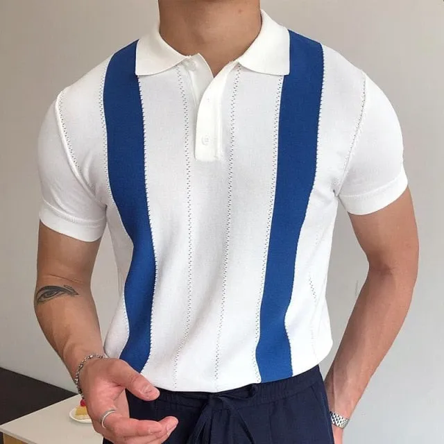 Paolo Striped Polo White-Blue T-Shirts 002