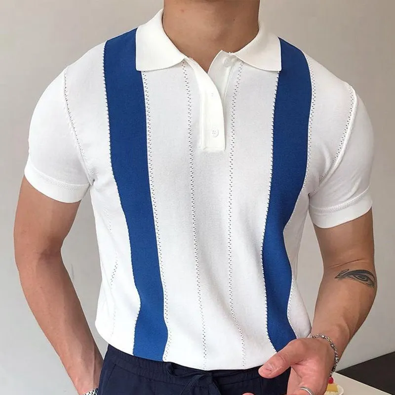 Paolo Striped Polo White-Blue T-Shirts 002