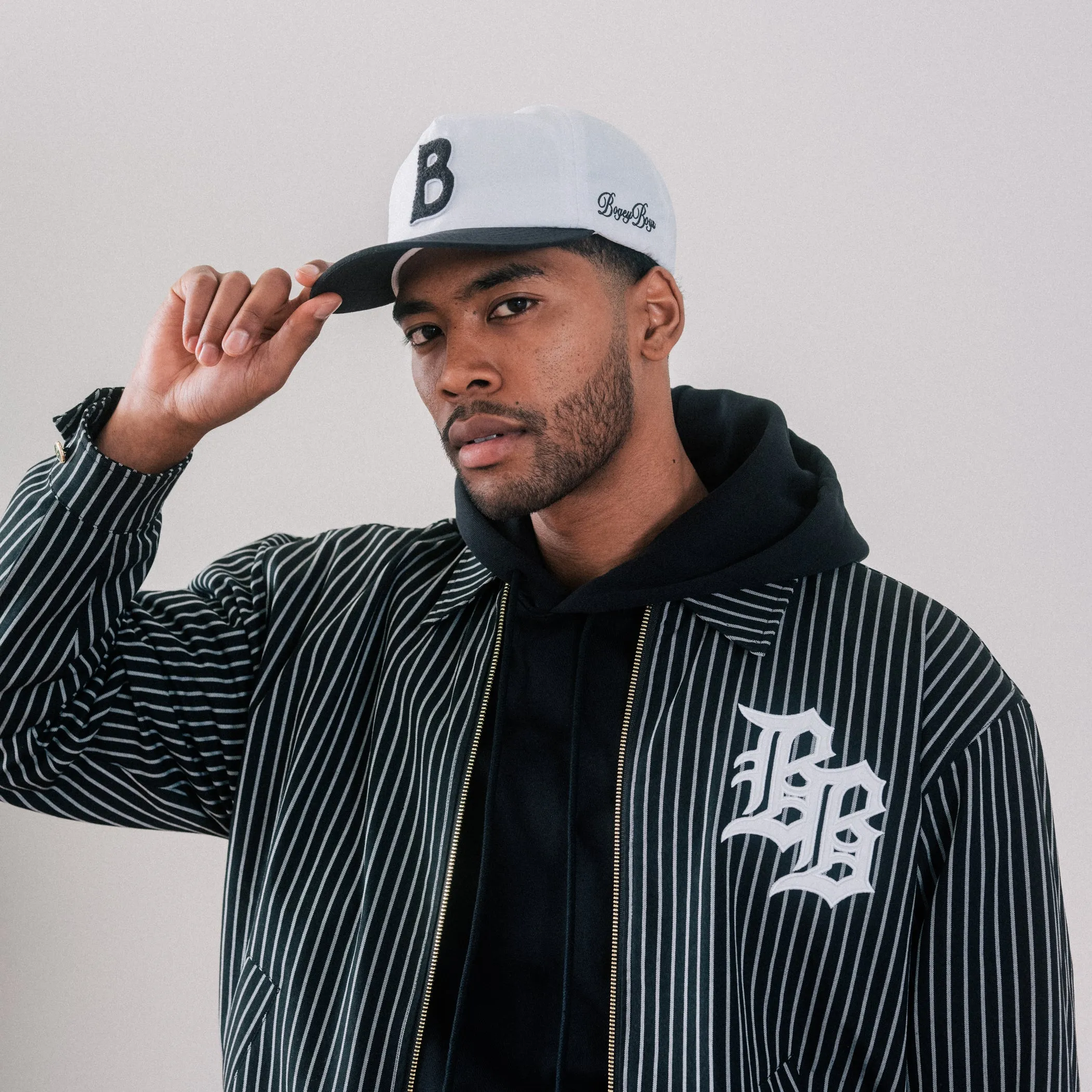 Pinstripe Players Jacket - Black