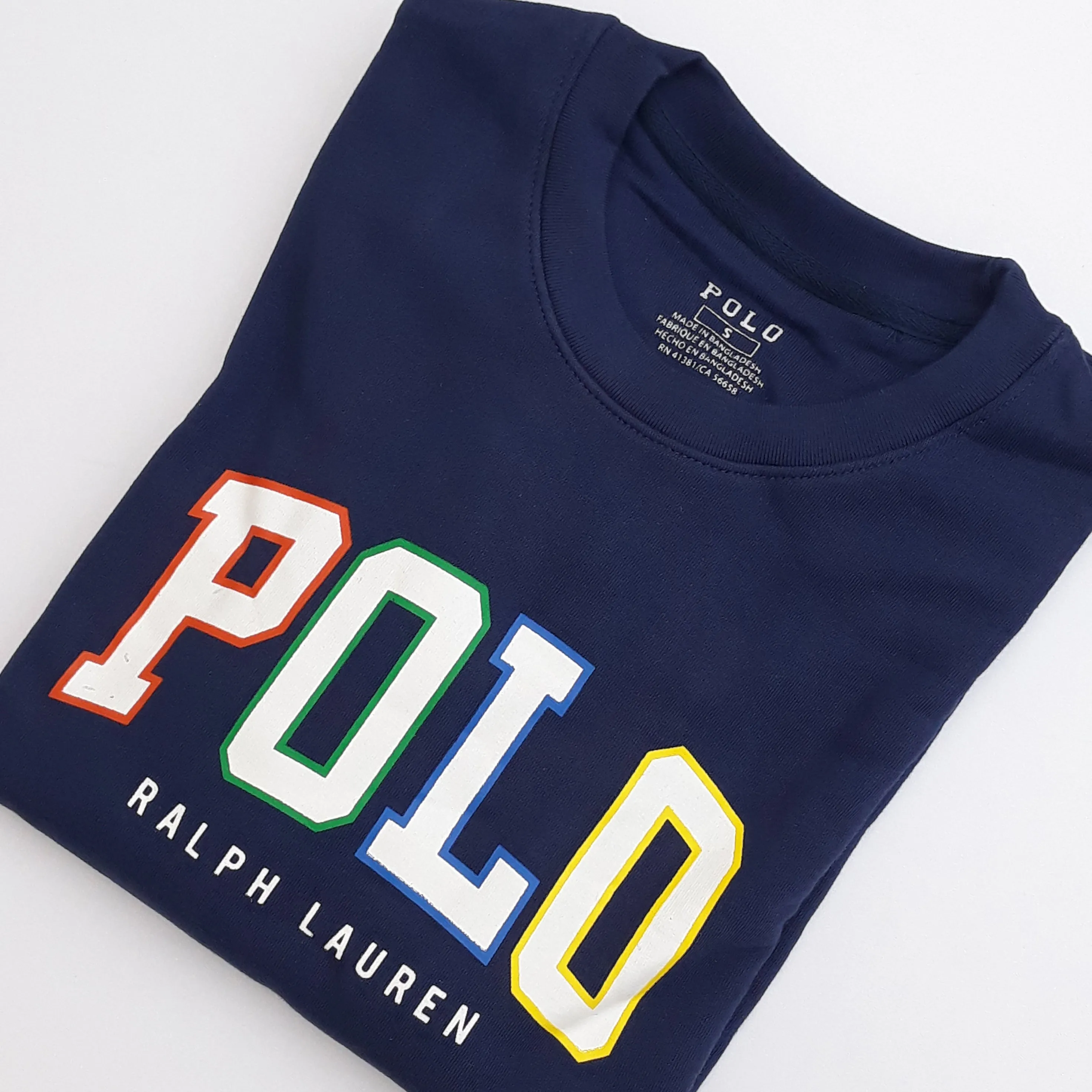 PL - Men 'Navy' Polo Printed Crew Neck Terry Sweatshirt PL268