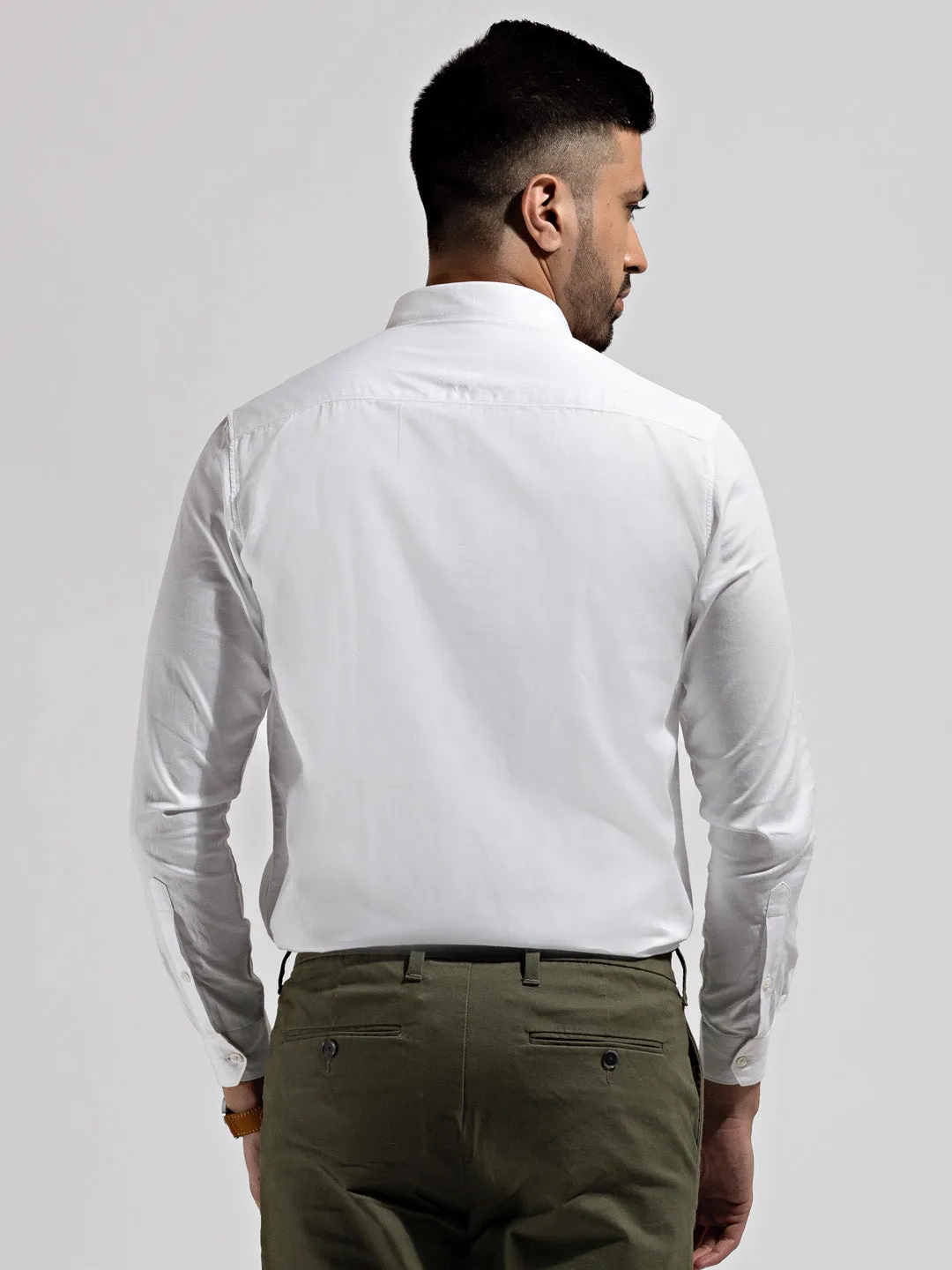 Premium White Satin Pleated Tuxedo Shirt