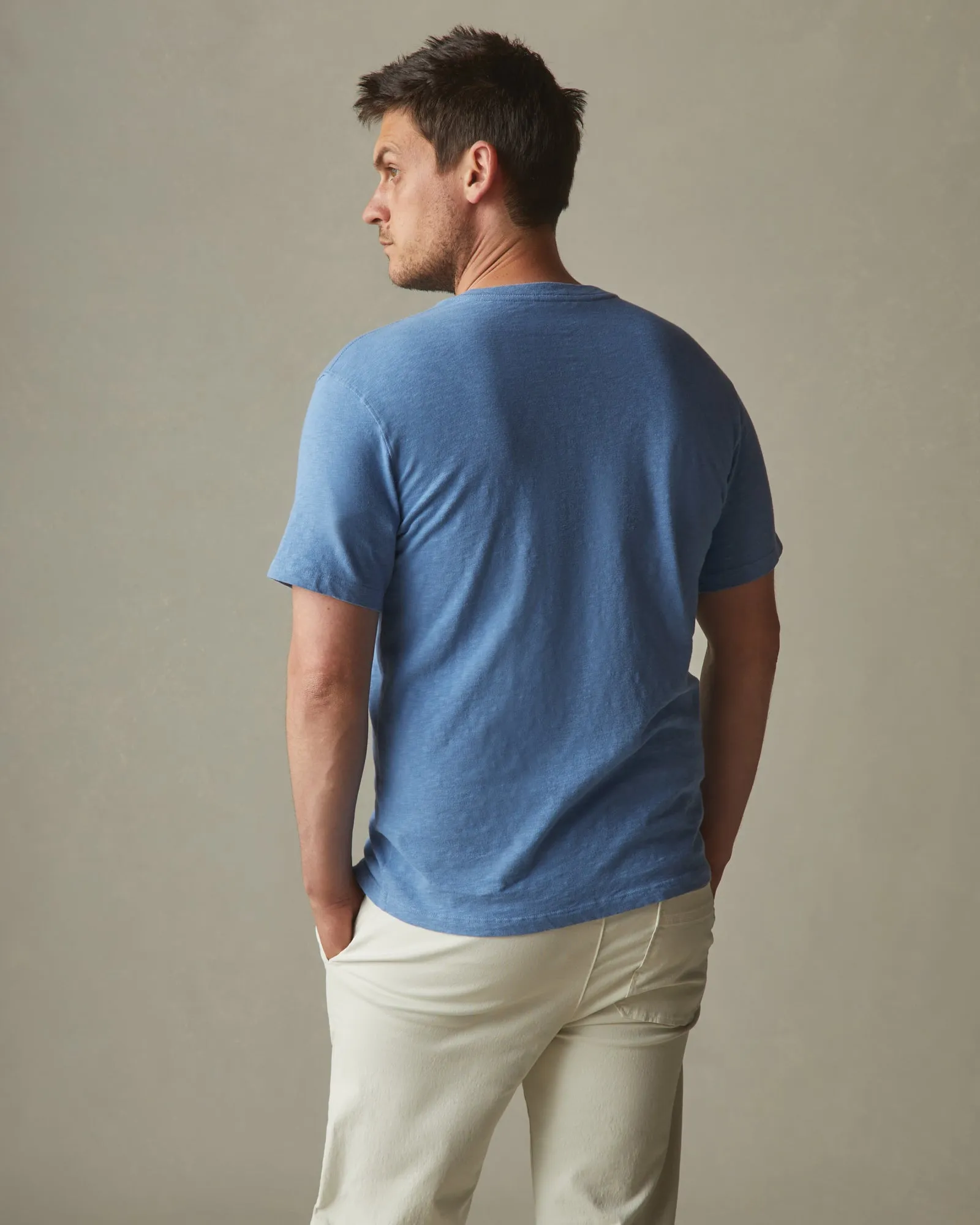 Premium Slub V-Neck Tee - Sailor Blue