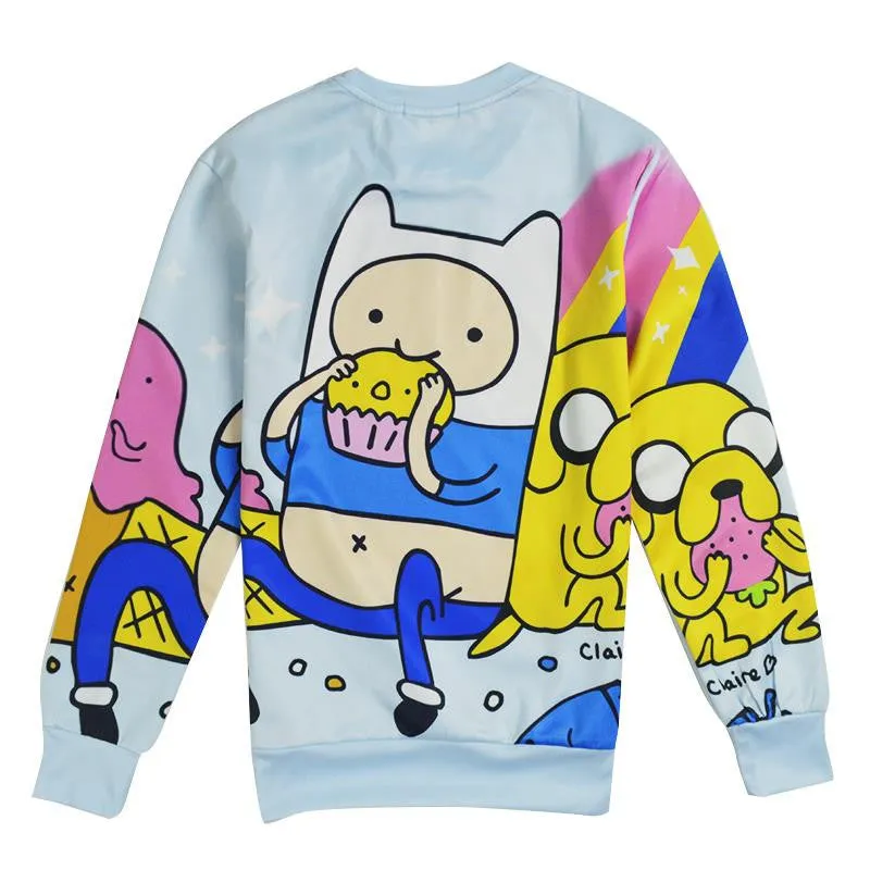 "Eating Cupcakes Adventure Time" Women's Sweatshirt