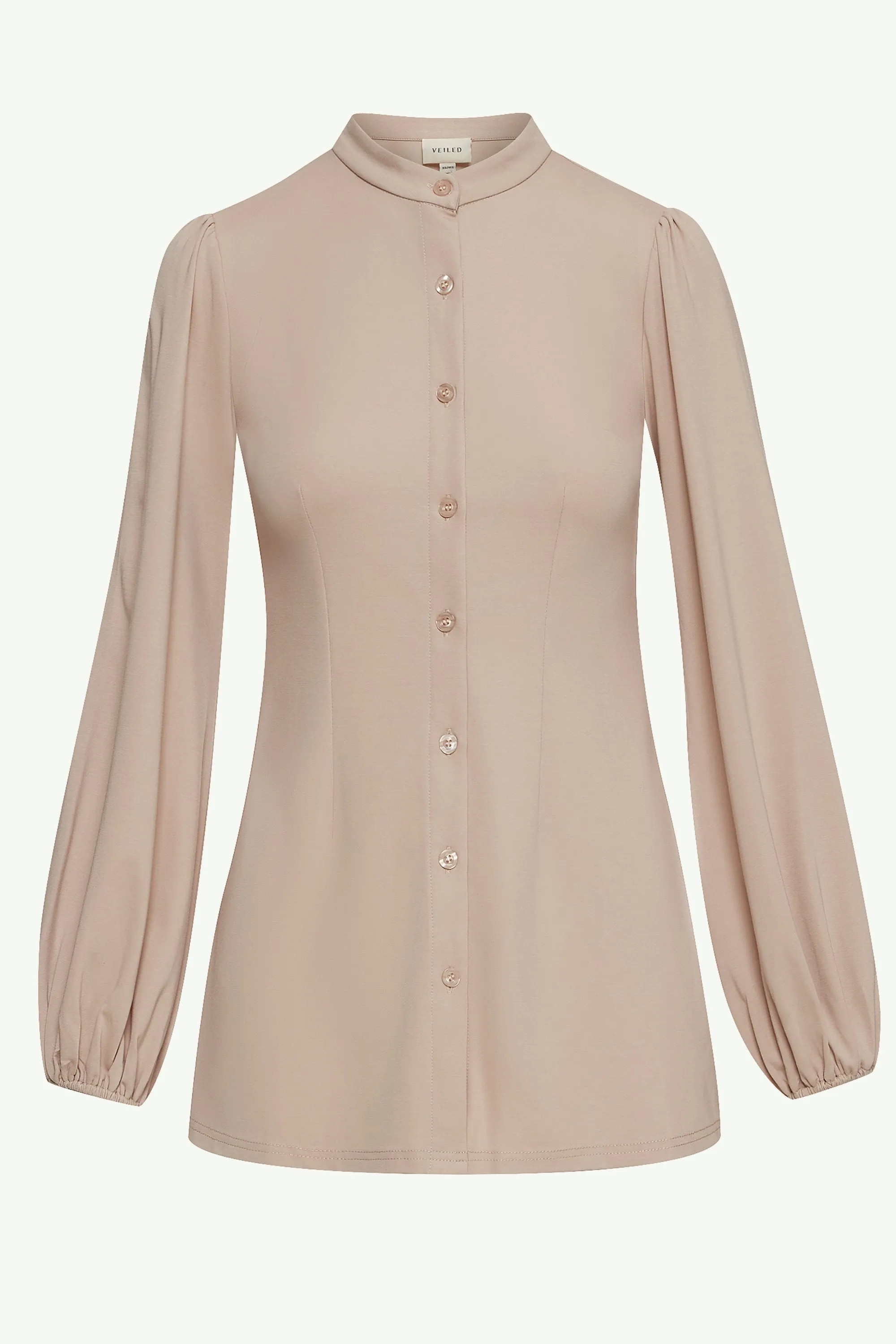 Rayana Jersey Button Down Top - Stone