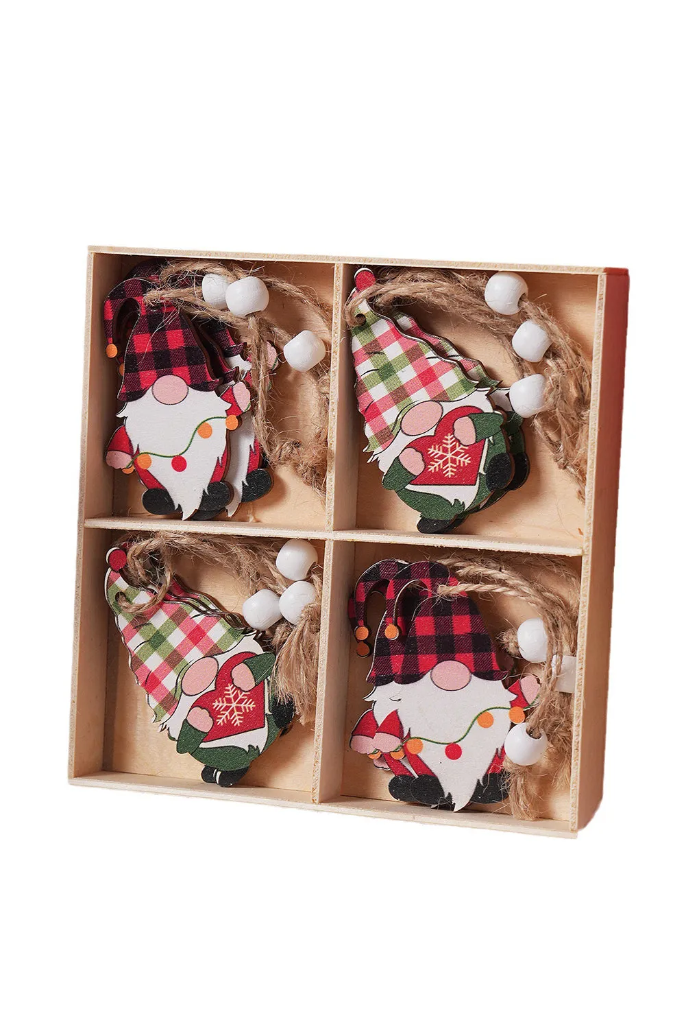 Red Clay Plaid Christmas Pendant Quad 12PC Set