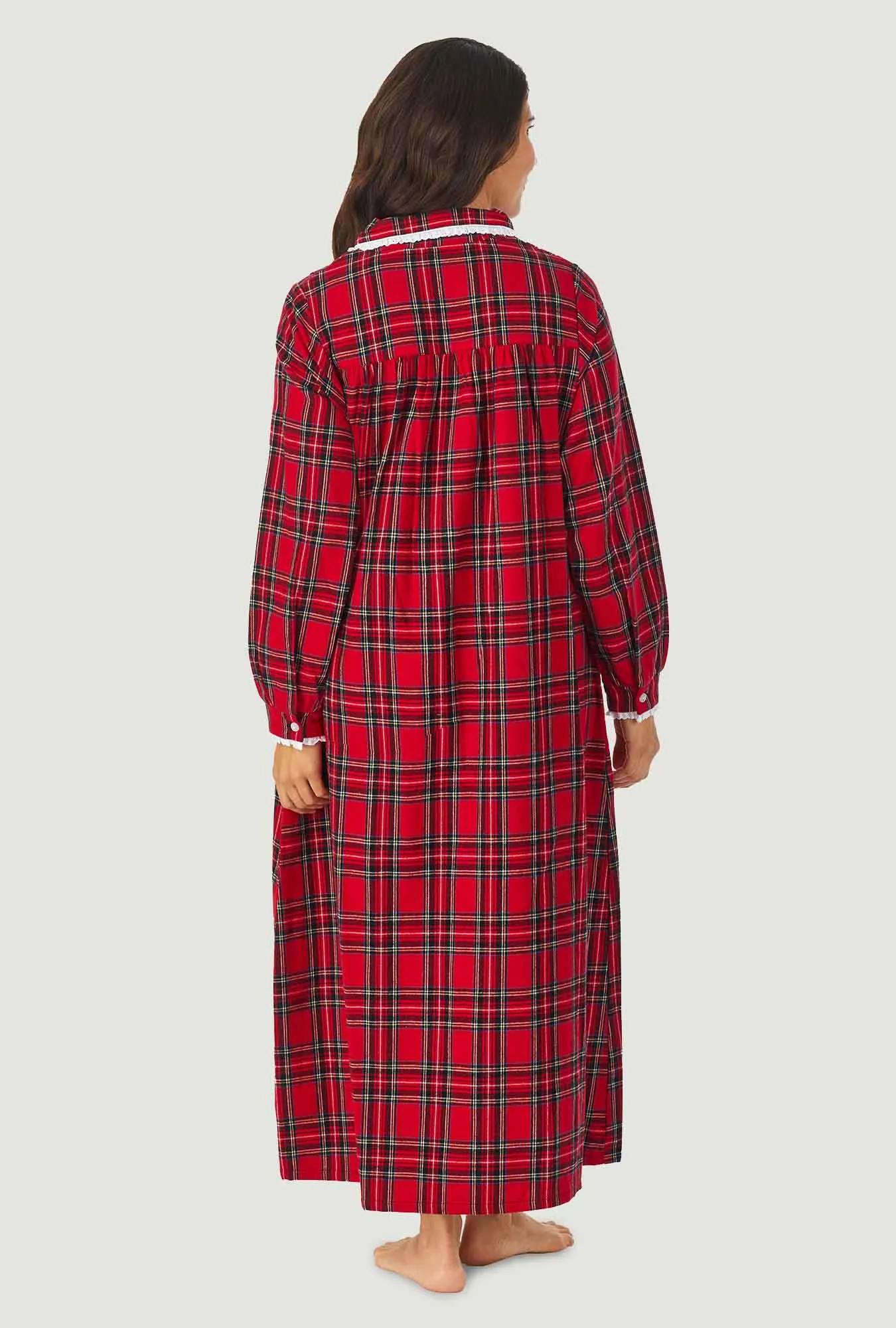 Red Tartan Peter Pan Flannel Gown Petite