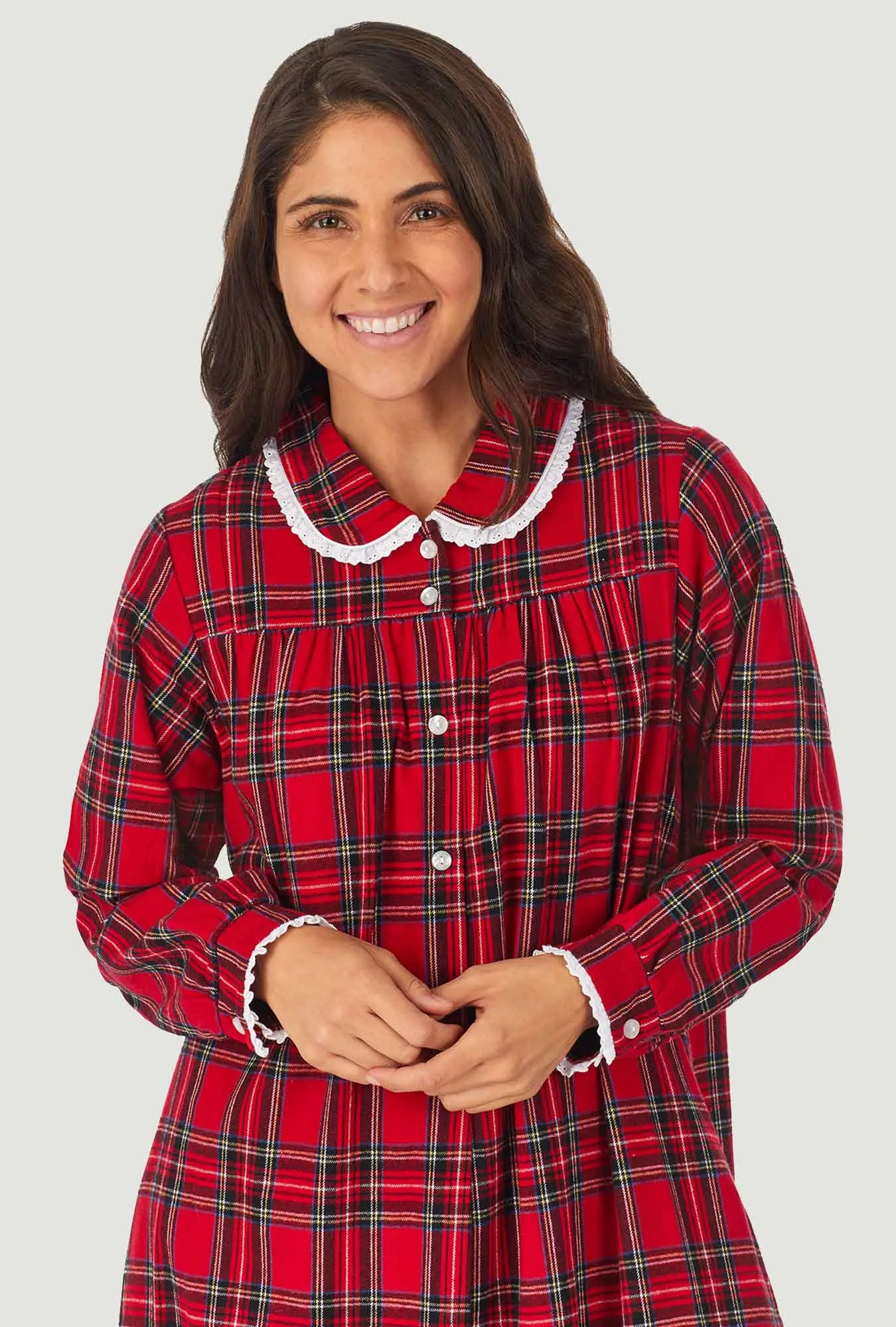 Red Tartan Peter Pan Flannel Gown Petite