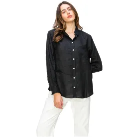 Relaxed Fit Linen Button-Down Shirts - Black