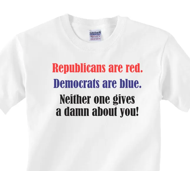 Republicans are Red - Democrats are Blue - White Adult T-shirt