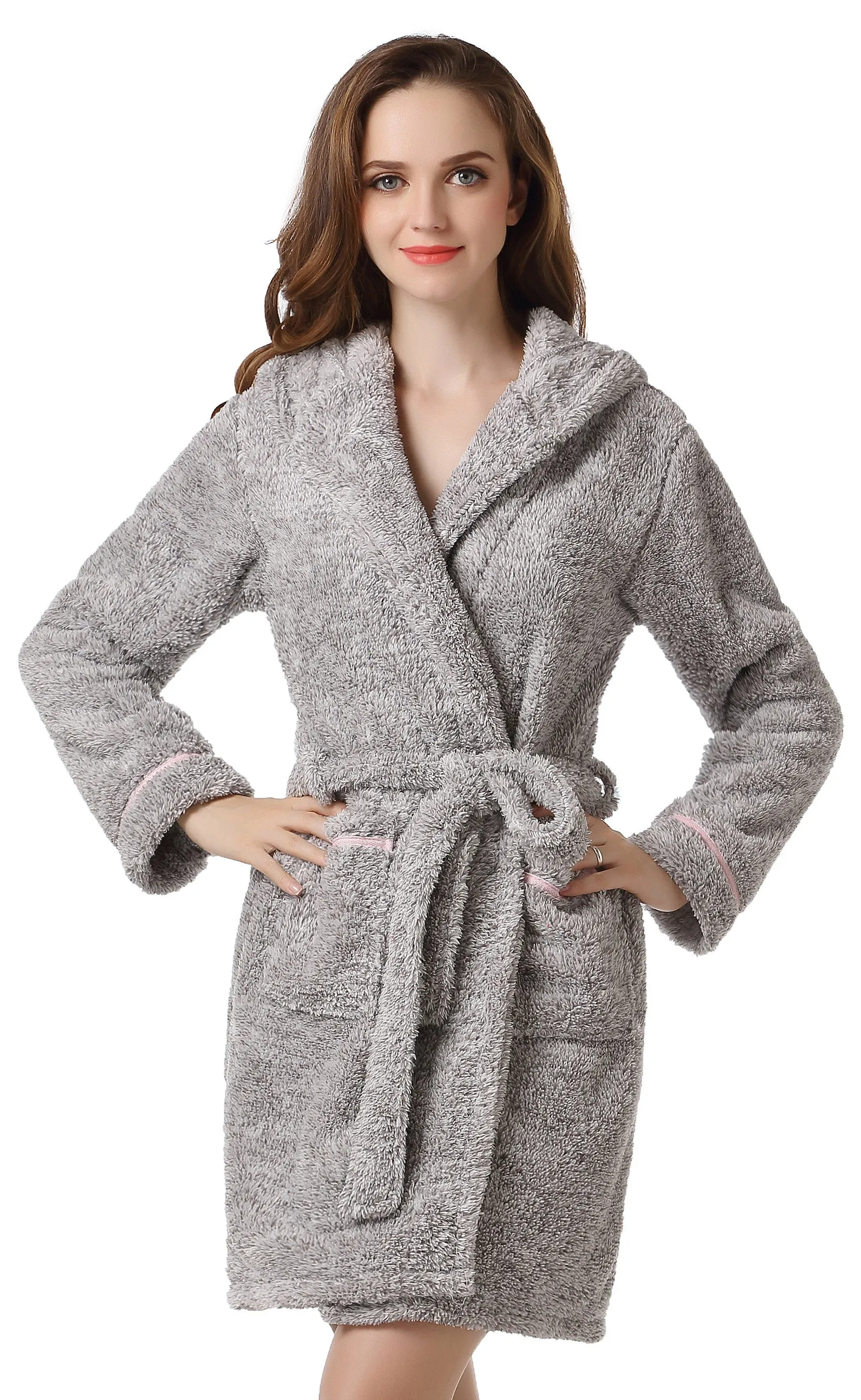 RH Women’s Deluxe Belted Hooded Ears Robe Lounge Sleep Bath Housecoat UNISIZE RHW2499