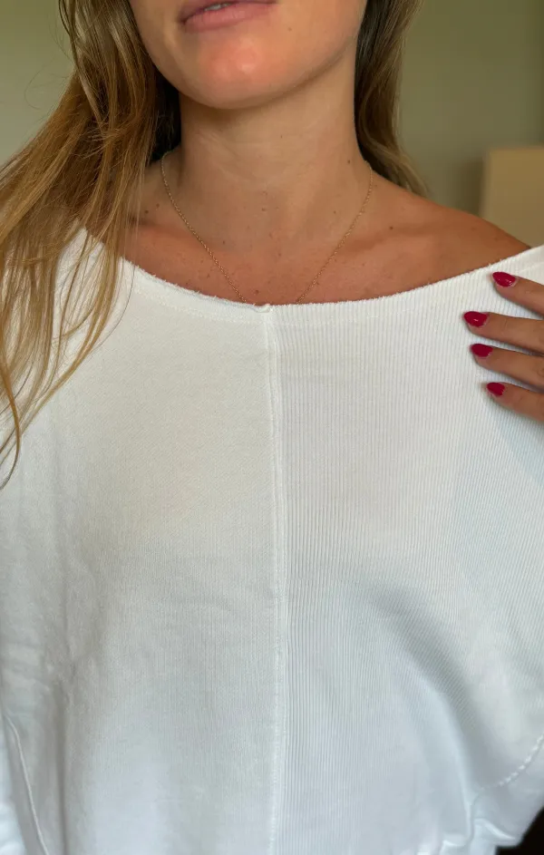 Rib Mix Boatneck Sweatshirt