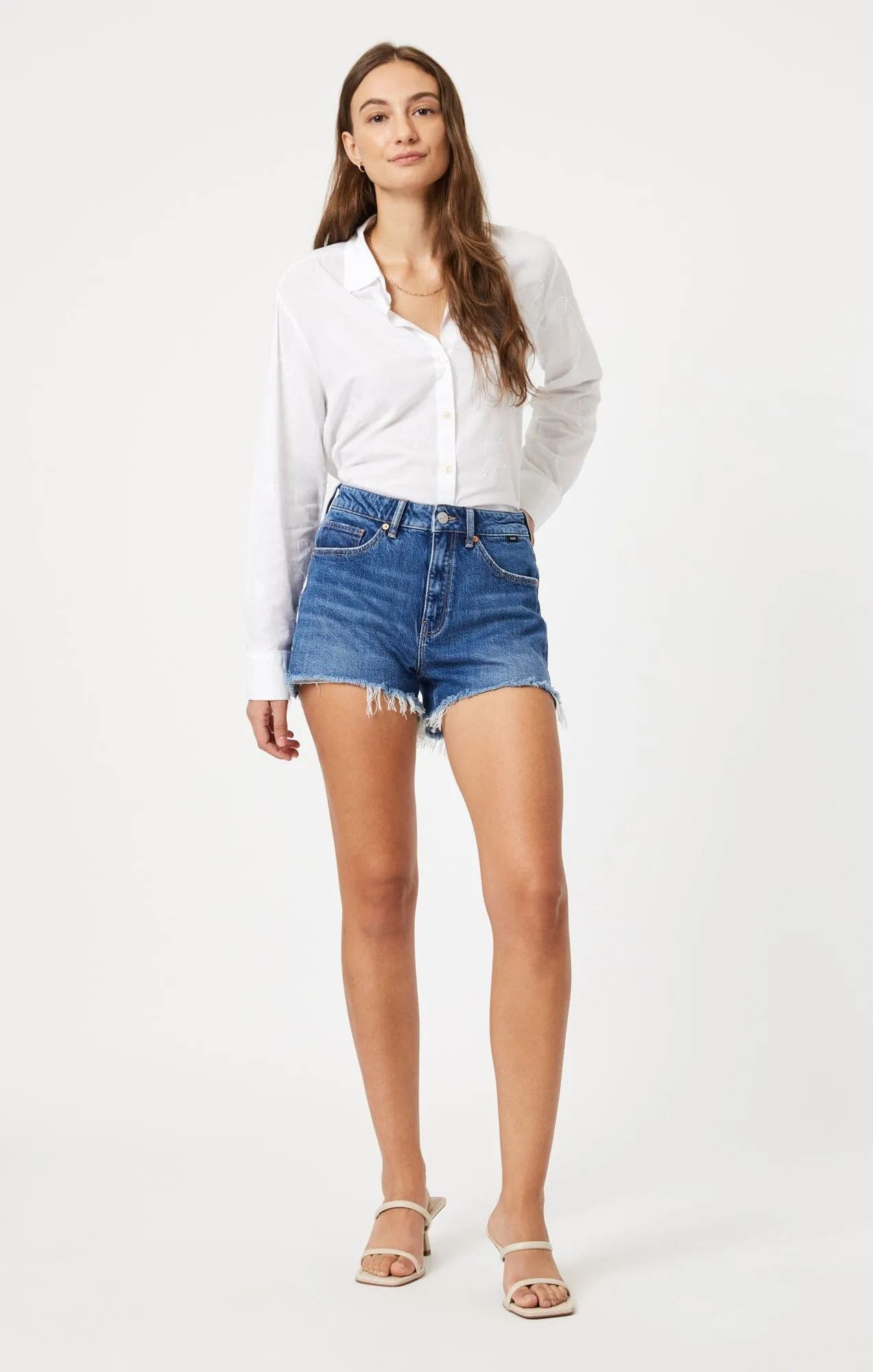 ROSIE BOYFRIEND SHORTS IN MID BRUSHED RECYCLED BLUE