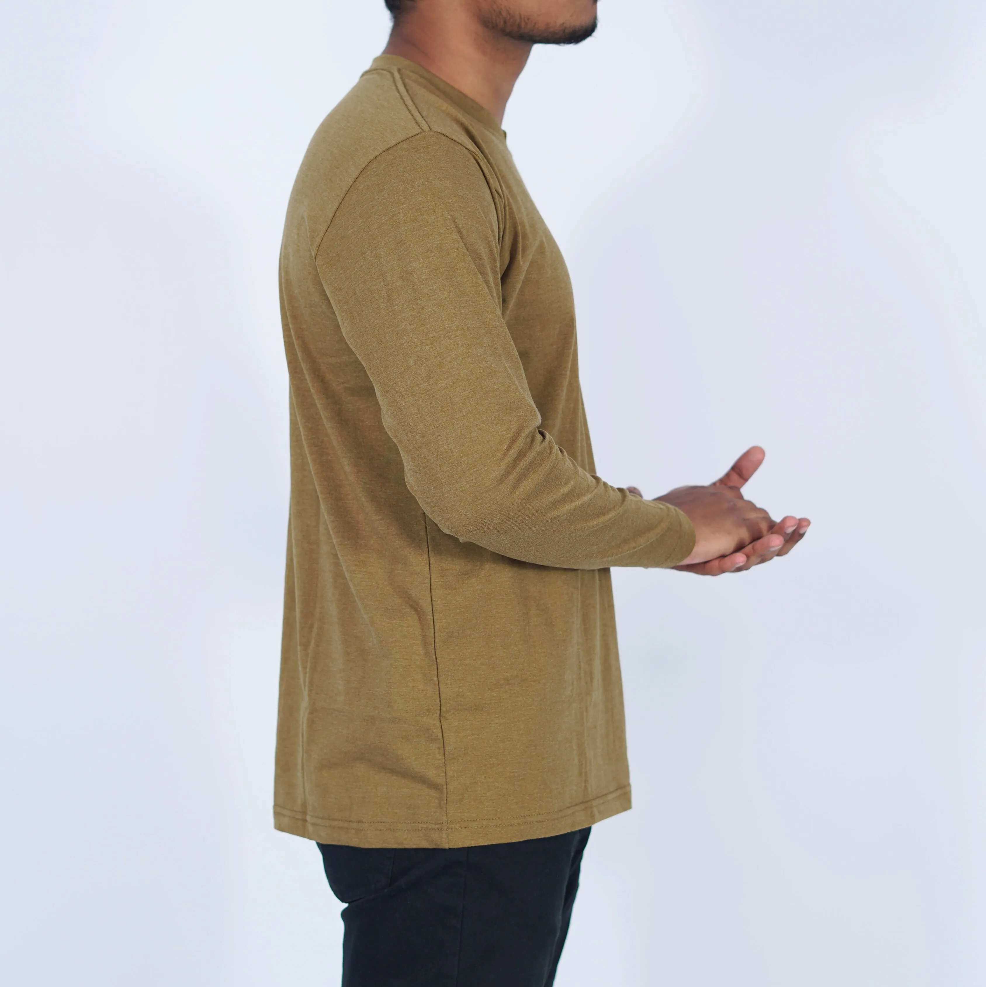 Round Neck Brown Yellow Full Sleeve