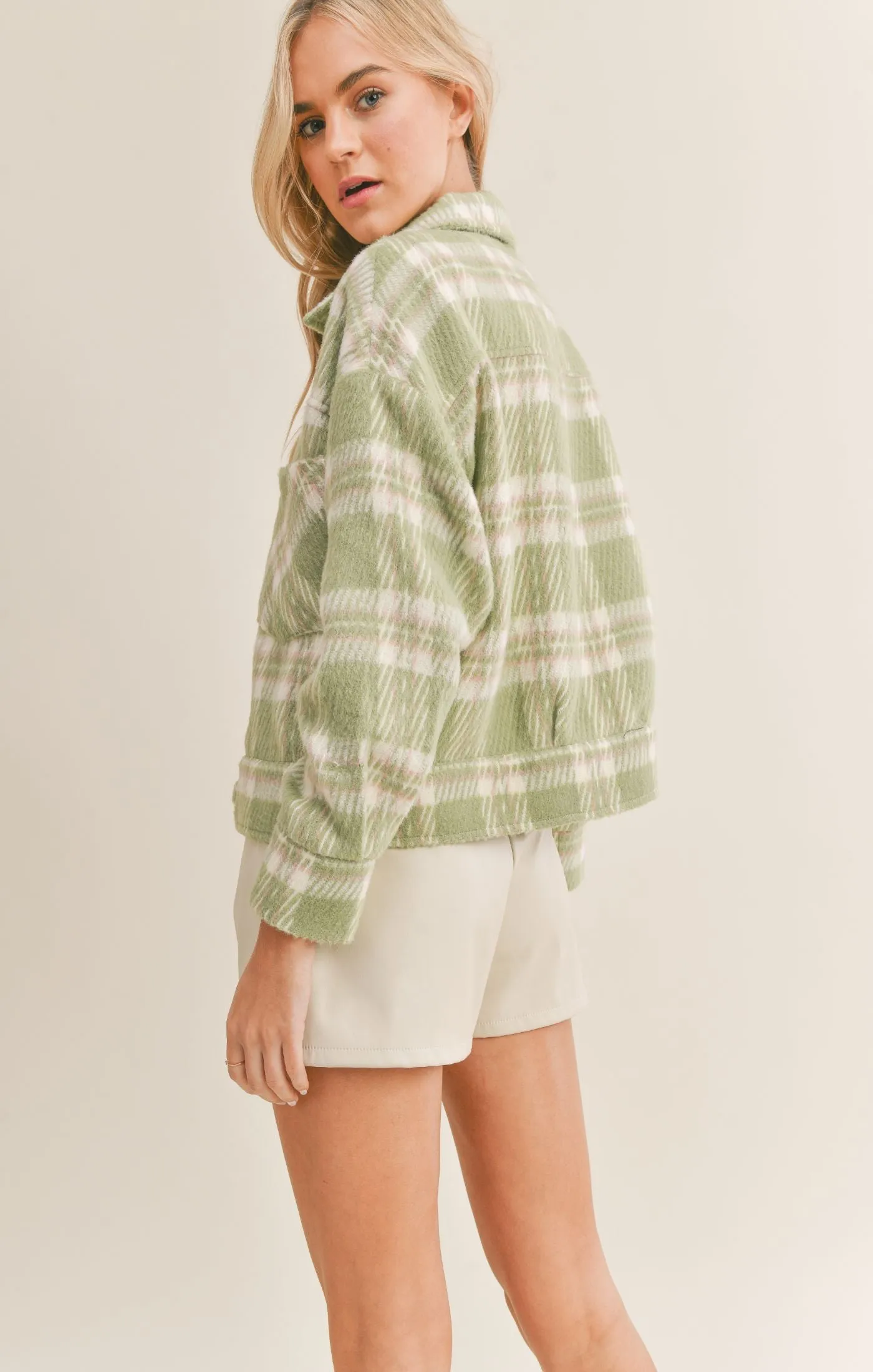 Sadie And Sage Hot Matcha Plaid Jacket