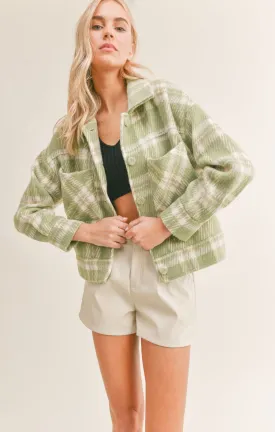 Sadie And Sage Hot Matcha Plaid Jacket