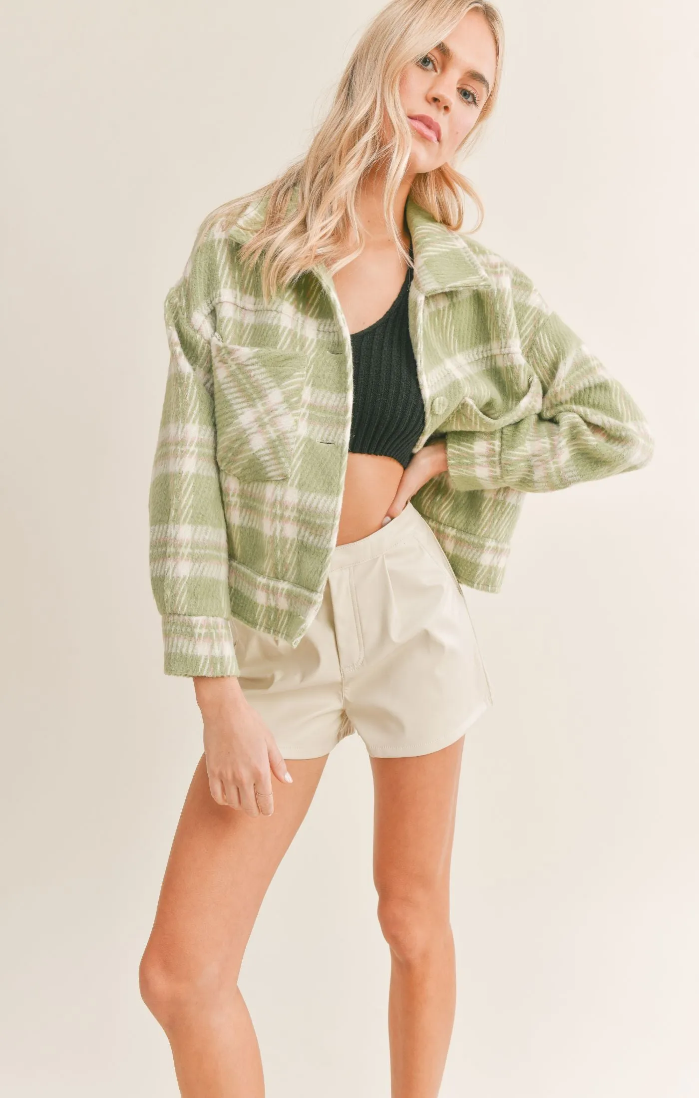 Sadie And Sage Hot Matcha Plaid Jacket