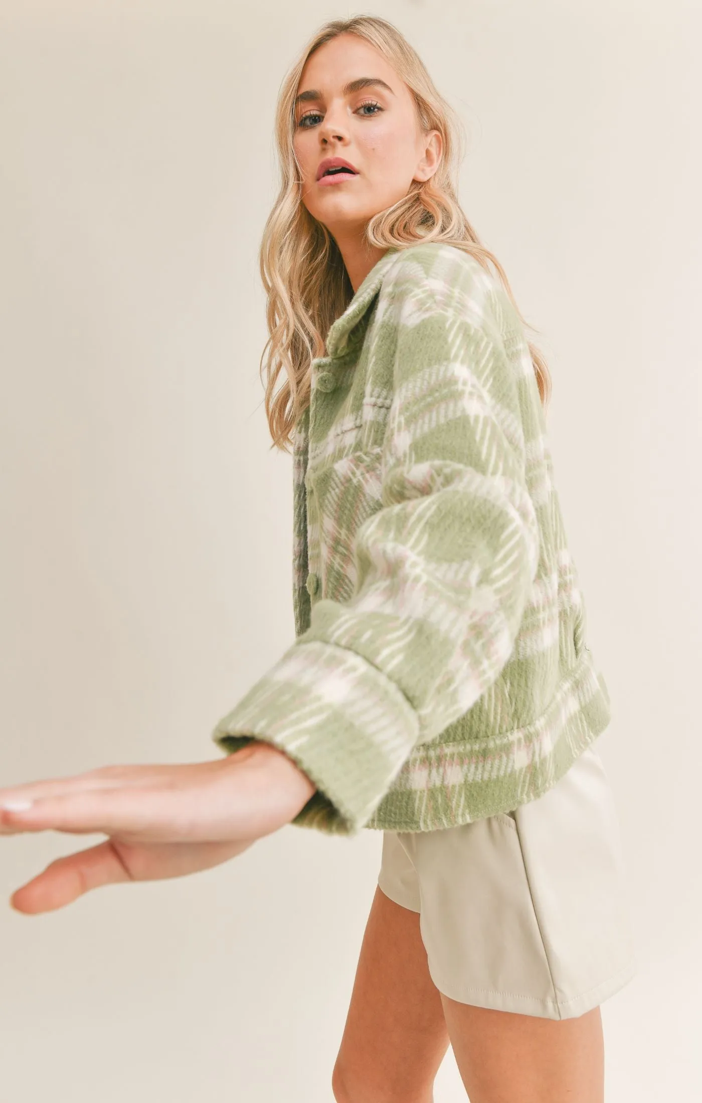 Sadie And Sage Hot Matcha Plaid Jacket