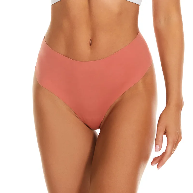 SheCurve®Women's Seamless Solid Color Drop Waist Thong 5-Pack