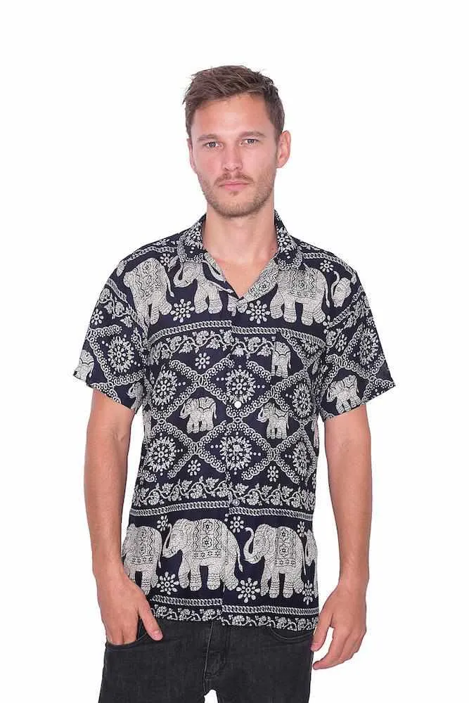 Short Sleeve Elephant Print Aloha shirt