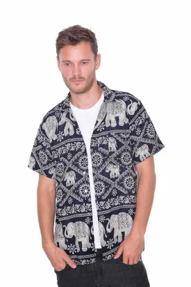 Short Sleeve Elephant Print Aloha shirt