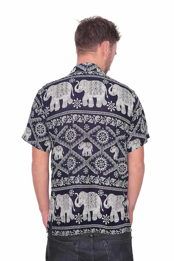 Short Sleeve Elephant Print Aloha shirt