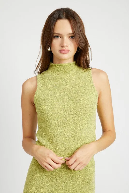 Sleeveless Turtle Neck Knit Top