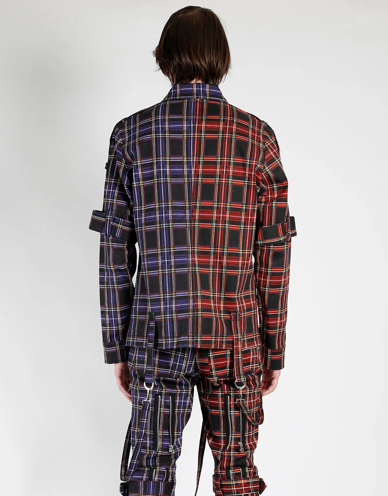 SPLIT PUNK JACKET BLACK/PURPLE PLAID