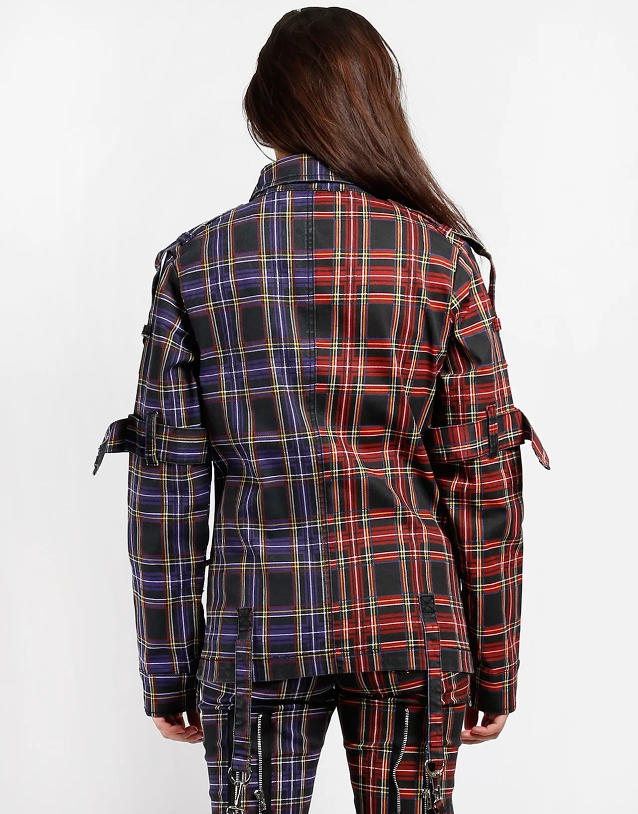 SPLIT PUNK JACKET BLACK/PURPLE PLAID