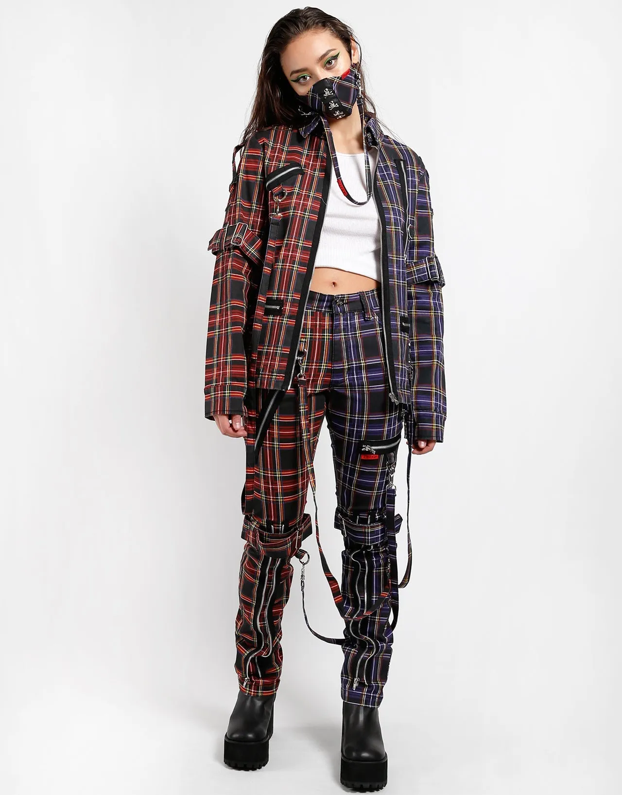 SPLIT PUNK JACKET BLACK/PURPLE PLAID