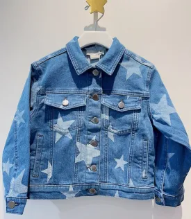 Stella McCartney Girl Printed Denim Bleached Stars Jacket