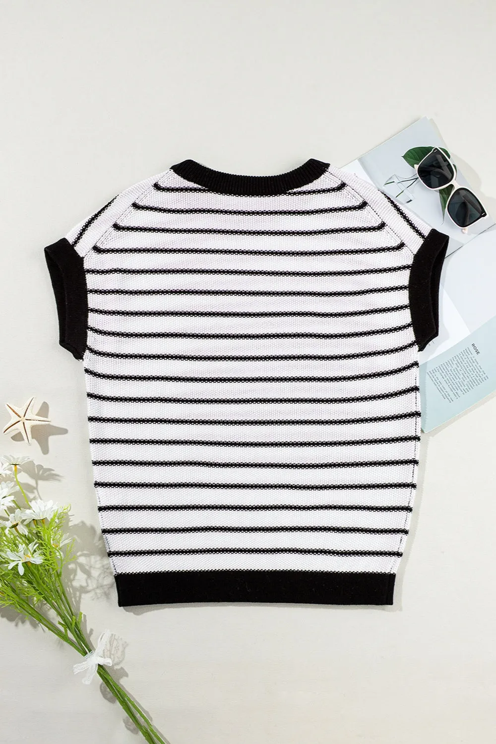 Striped Round Neck Knit Top