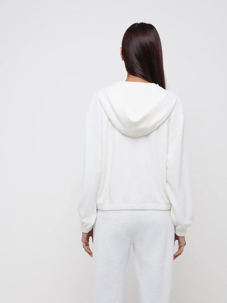 Studiofit White Ribbed-Textured Jacket