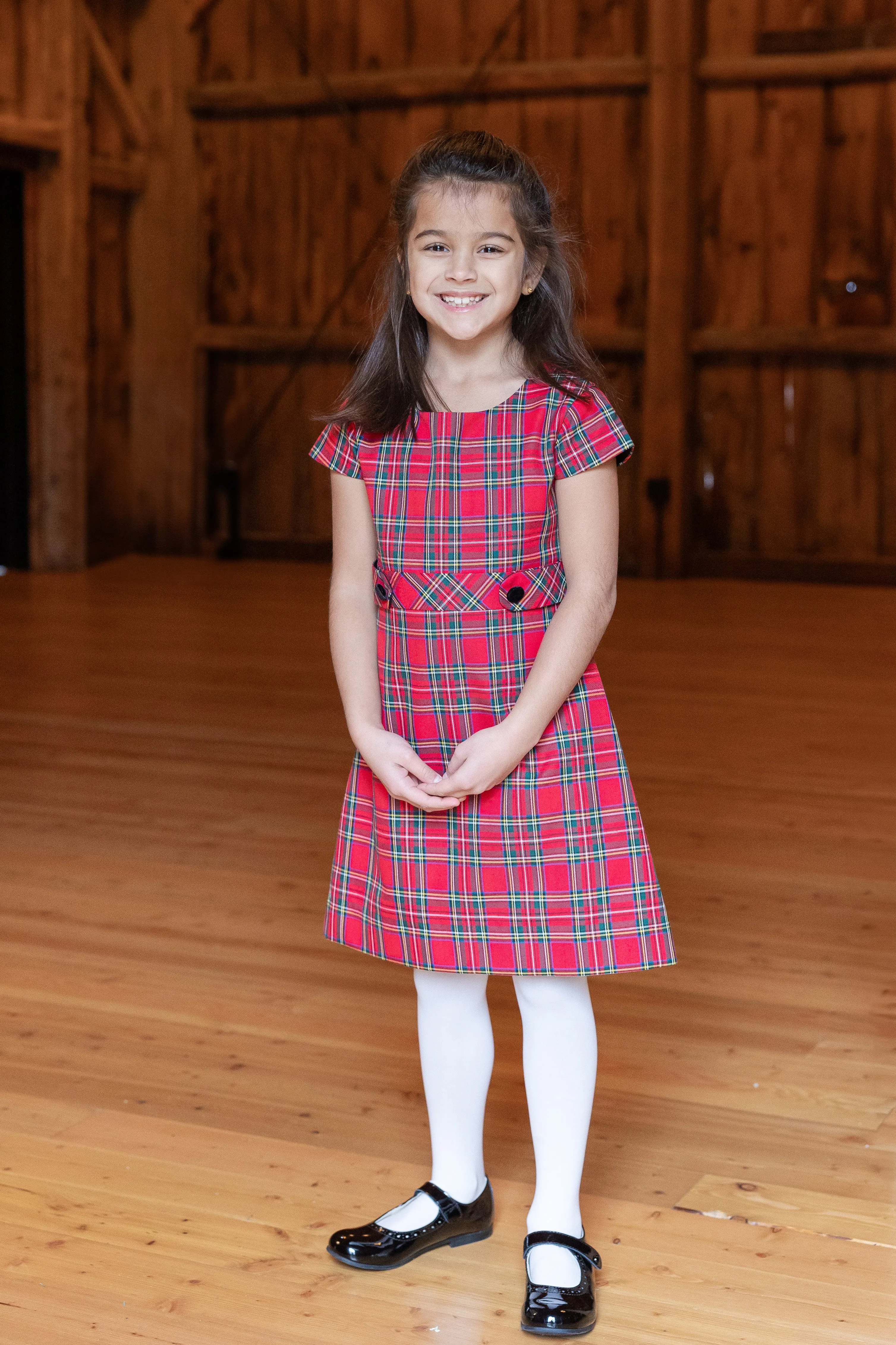 Tartan Plaid Dress With Button Tabs