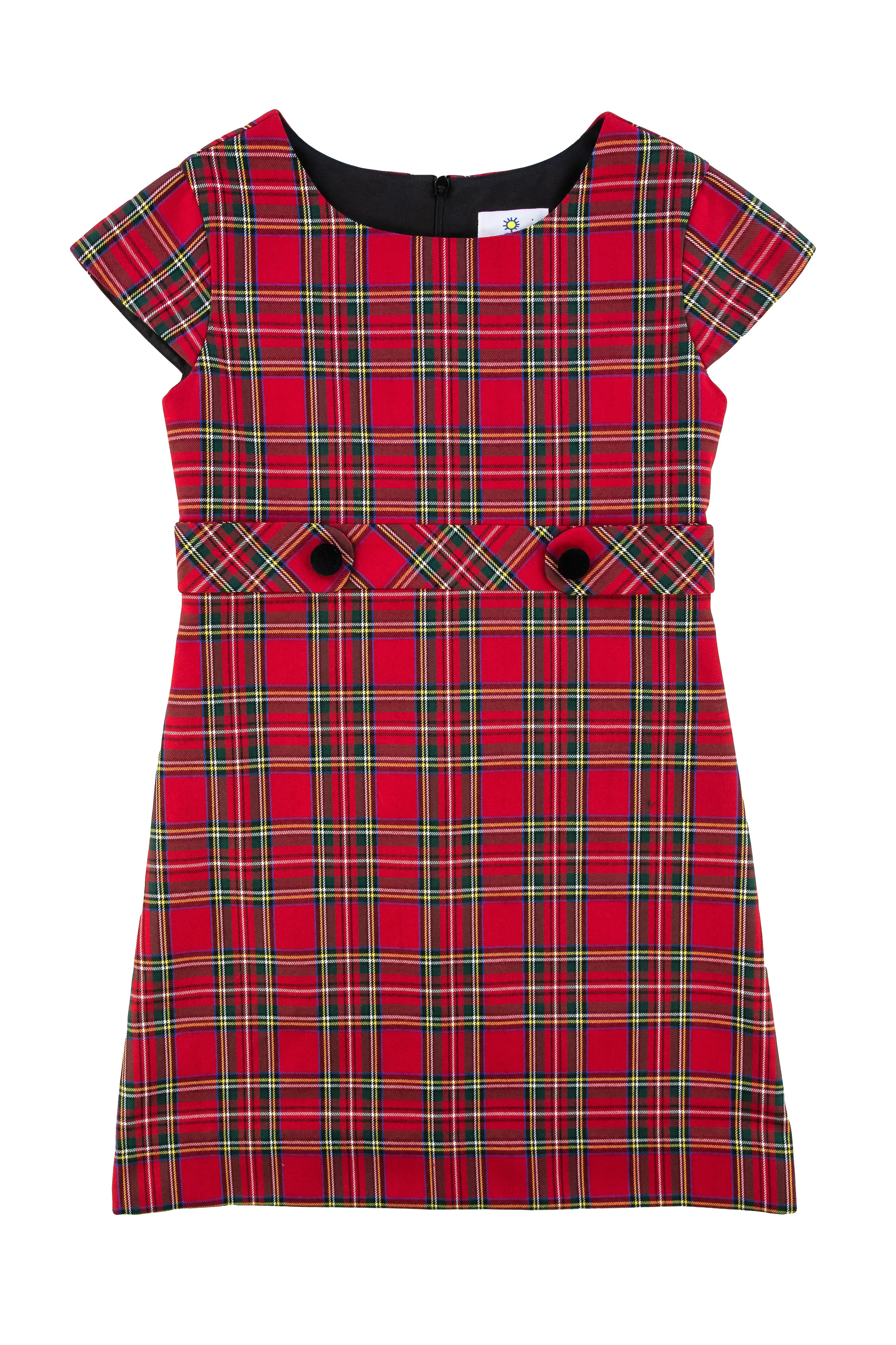 Tartan Plaid Dress With Button Tabs