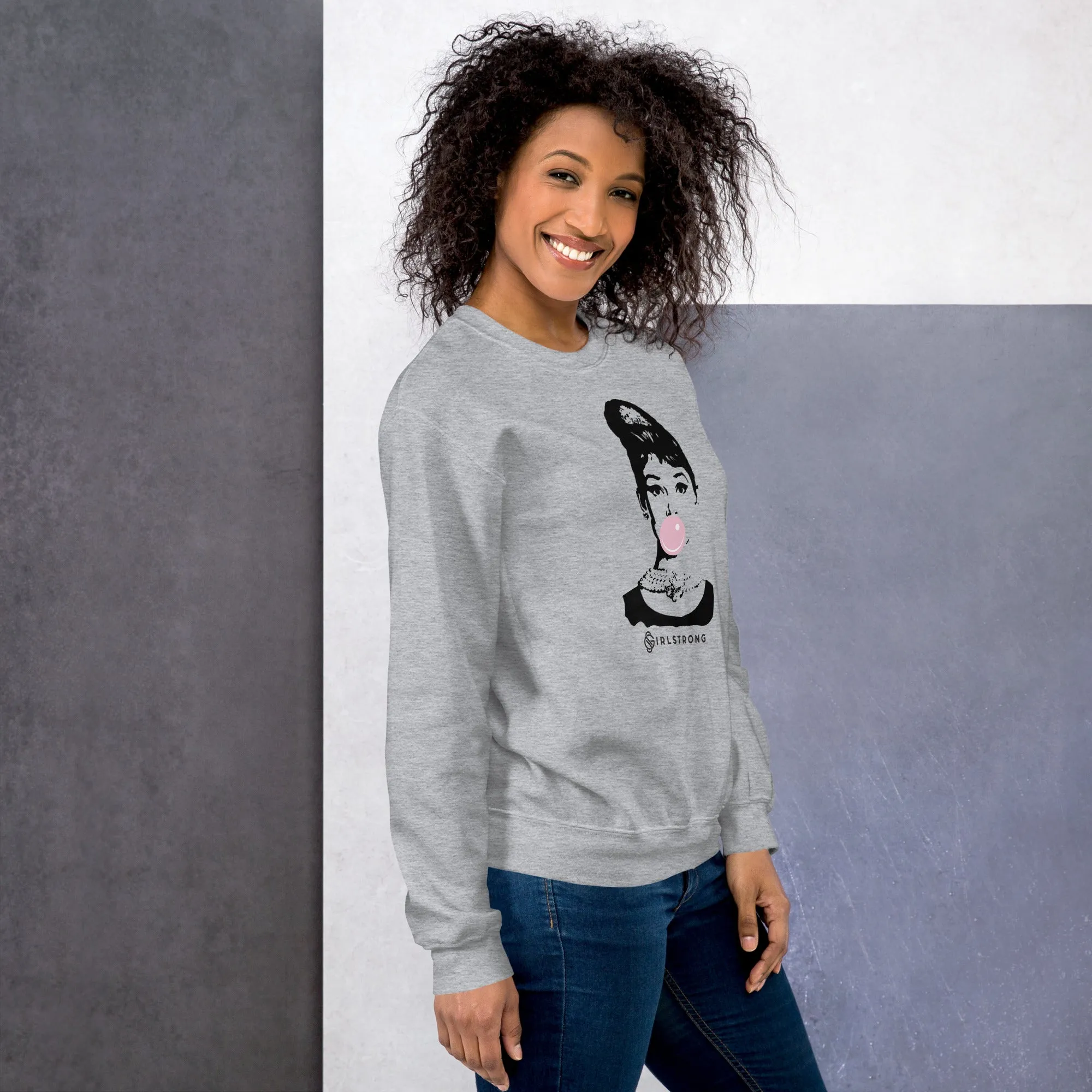 THE ESSENTIAL UNISEX SWEATSHIRT SPORTS GREY AUDREY HEPBURN