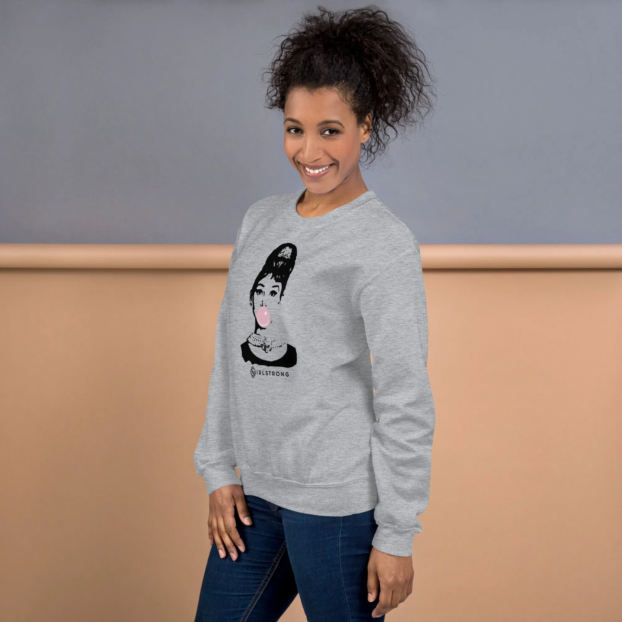 THE ESSENTIAL UNISEX SWEATSHIRT SPORTS GREY AUDREY HEPBURN