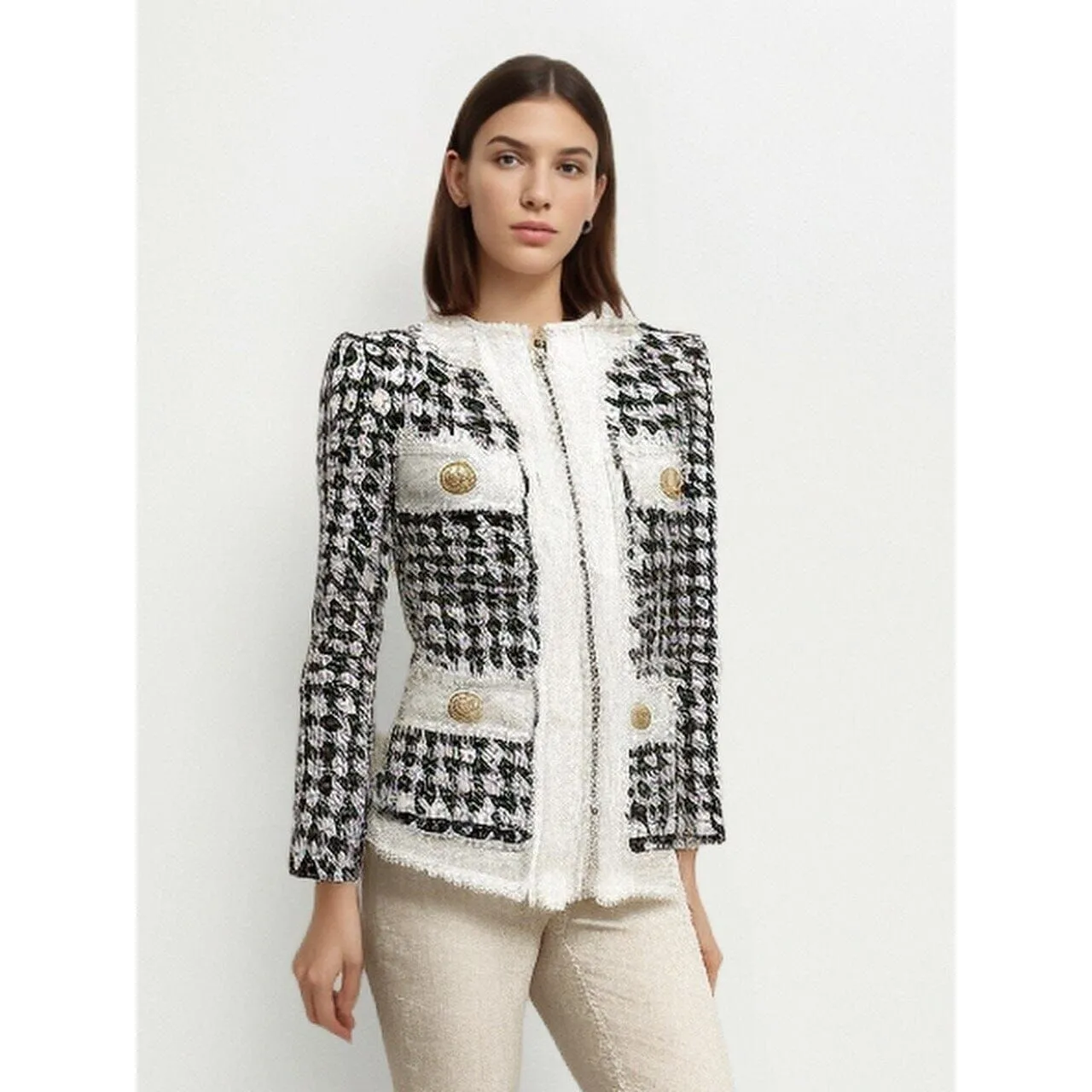 Tweed Zip Jacket with Lorraine-inspired Design