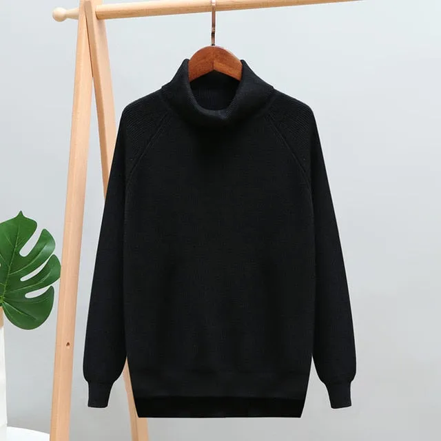 Turtleneck Women Cowl Neck Winter Sweater Pullover Casual Knitted Top Women Clothes