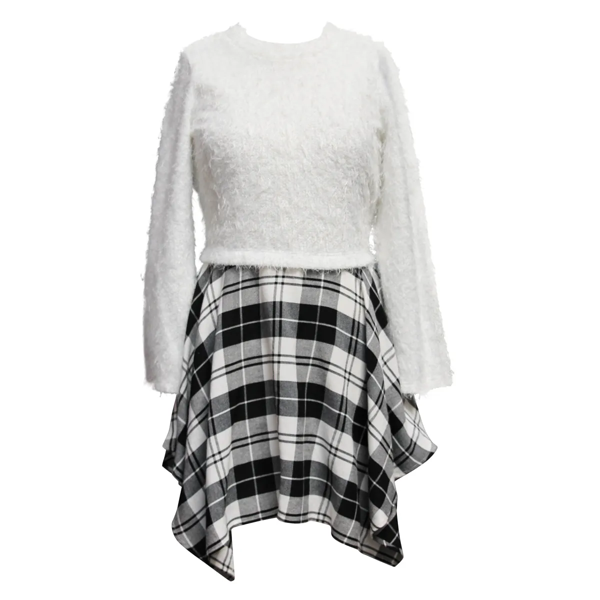 Tween Long Sleeve Plaid Dress