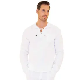 White Drawstring L.S. Shirt