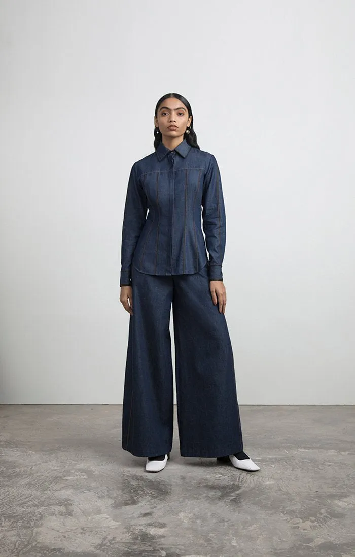 Wide-leg Denim Trousers